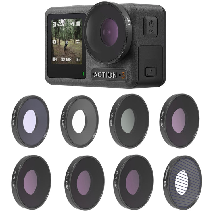 JSR 8 in 1 Streak Blue CPL ND8 ND16 ND32 ND64 STAR NIGHT Filtro obiettivo per DJI Osmo Action 3, 8 in 1