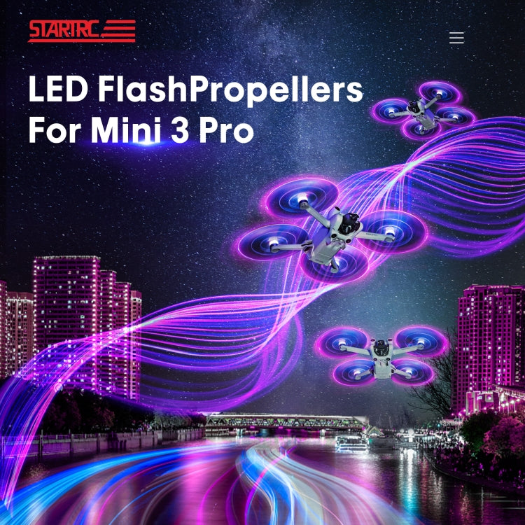 Per DJI Mavic Mini 3 Pro STARTRC 2 paia di eliche a basso rumore con lampada flash LED a colori, For DJI Mavic Mini 3 Pro