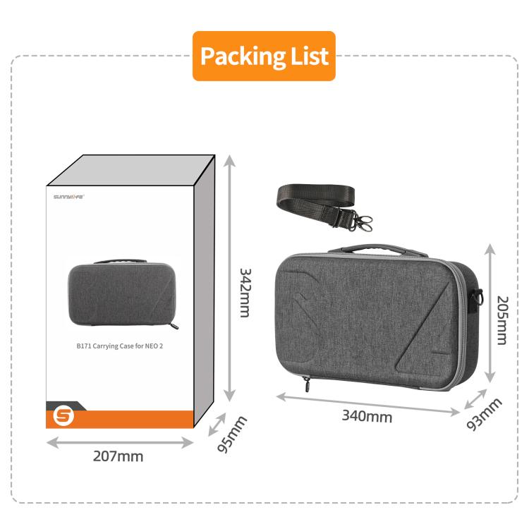 Custodia portatile Sunnylife per DJI Neo 2, borsa a tracolla combinata, borsa protettiva, custodia rigida da viaggio., Combo Shoulder Bag
