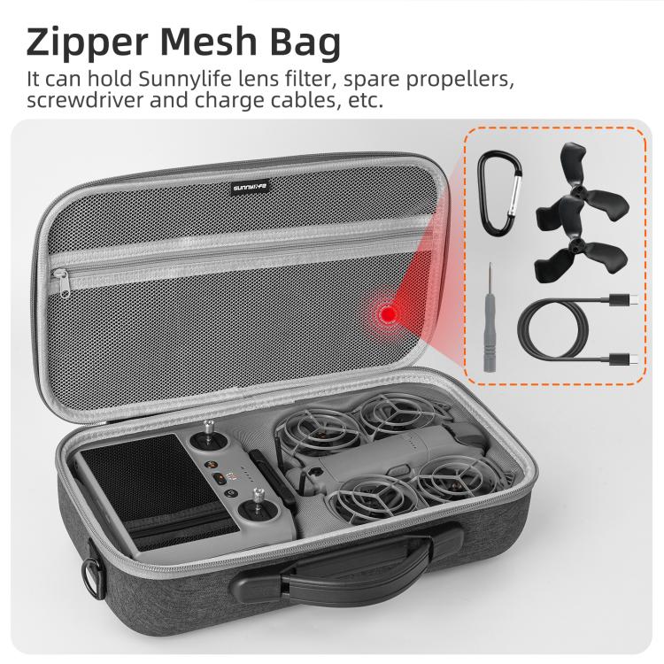 Custodia portatile Sunnylife per DJI Neo 2, borsa a tracolla combinata, borsa protettiva, custodia rigida da viaggio., Combo Shoulder Bag