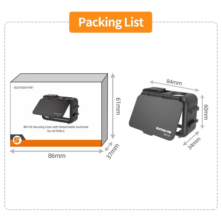 Per DJI Osmo Action 6, custodia protettiva Sunnylife con adattatore per telaio e parasole rimovibile., For DJI Osmo Action 6