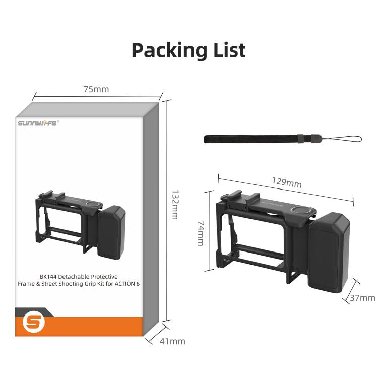 Per DJI Action 6 Sunnylife Telaio protettivo 2 in 1 rimovibile e impugnatura per fotografia di strada Impugnatura ergonomica Maniglia di scatto a sgancio rapido, For DJI Action 6