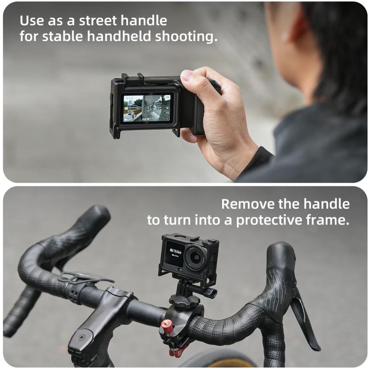 Per DJI Action 6 Sunnylife Telaio protettivo 2 in 1 rimovibile e impugnatura per fotografia di strada Impugnatura ergonomica Maniglia di scatto a sgancio rapido, For DJI Action 6