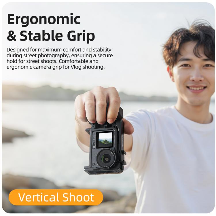 Per DJI Action 6 Sunnylife Telaio protettivo 2 in 1 rimovibile e impugnatura per fotografia di strada Impugnatura ergonomica Maniglia di scatto a sgancio rapido, For DJI Action 6