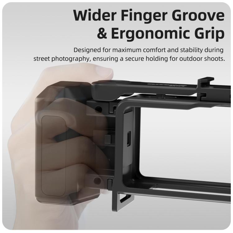 Per DJI Action 6 Sunnylife Telaio protettivo 2 in 1 rimovibile e impugnatura per fotografia di strada Impugnatura ergonomica Maniglia di scatto a sgancio rapido, For DJI Action 6