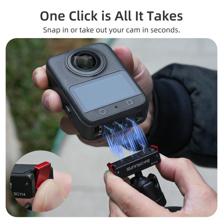 Adattatore magnetico a sgancio rapido con giunto sferico Sunnylife, supporto con ventosa girevole a 360° per DJI Osmo 360 / Action 5 Pro / 4 / 3, For DJI Osmo 360 / Action 5 Pro / 4 / 3