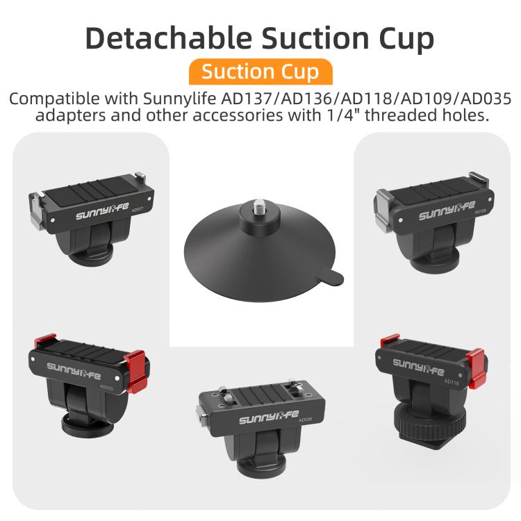 Adattatore magnetico a sgancio rapido con giunto sferico Sunnylife, supporto con ventosa girevole a 360° per DJI Osmo 360 / Action 5 Pro / 4 / 3, For DJI Osmo 360 / Action 5 Pro / 4 / 3