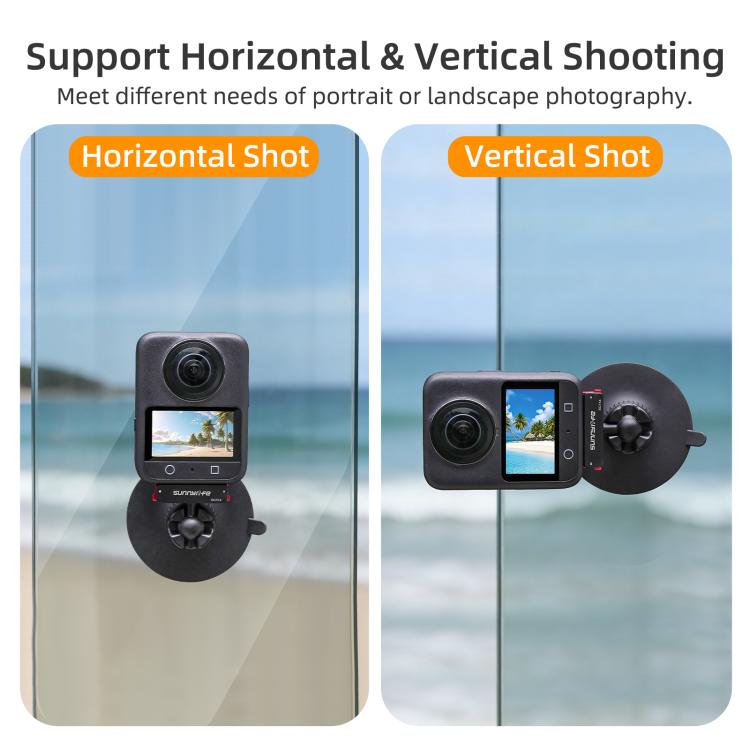 Adattatore magnetico a sgancio rapido con giunto sferico Sunnylife, supporto con ventosa girevole a 360° per DJI Osmo 360 / Action 5 Pro / 4 / 3, For DJI Osmo 360 / Action 5 Pro / 4 / 3