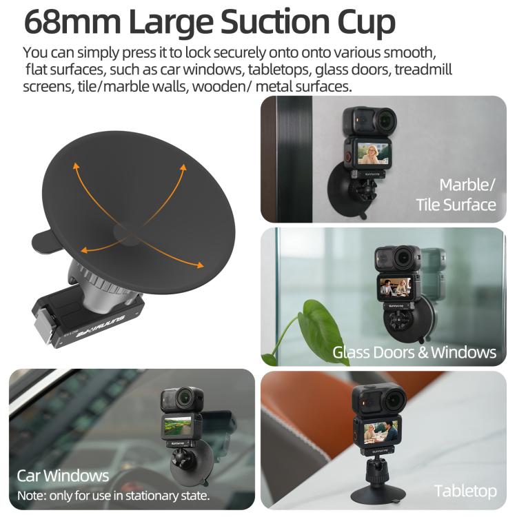 Adattatore con snodo sferico magnetico a sgancio rapido bidirezionale Sunnylife, supporto con ventosa girevole a 360° per DJI Osmo Nano / Action 6, For DJI Osmo Nano / Action 6