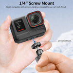 Treppiede da tavolo telescopico VT-12 con testa a sfera da 1/4" per selfie stick, compatibile con GoPro e action camera., VT-12