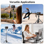 Treppiede da tavolo telescopico VT-12 con testa a sfera da 1/4" per selfie stick, compatibile con GoPro e action camera., VT-12