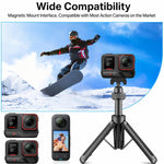 VT-14 Treppiede magnetico da tavolo con testa a sfera telescopica e asta per selfie per GoPro e action camera, VT-10