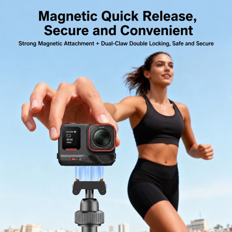 VT-14 Treppiede magnetico da tavolo con testa a sfera telescopica e asta per selfie per GoPro e action camera, VT-10