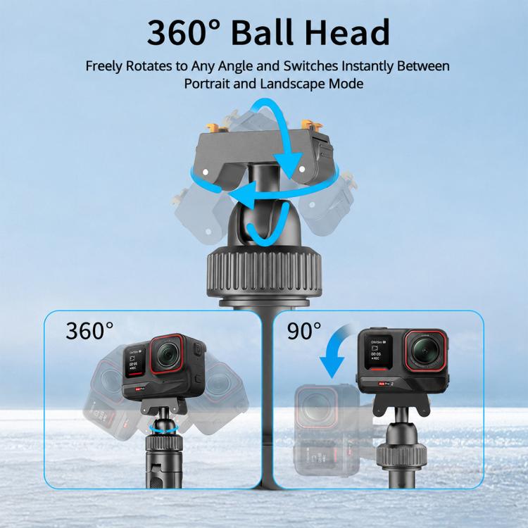 VT-14 Treppiede magnetico da tavolo con testa a sfera telescopica e asta per selfie per GoPro e action camera, VT-10