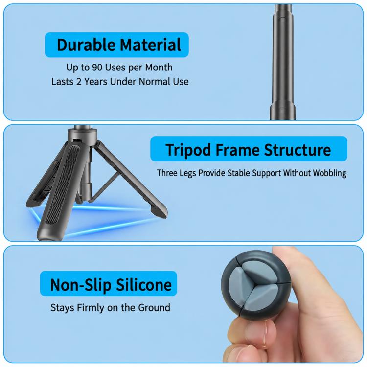VT-14 Treppiede magnetico da tavolo con testa a sfera telescopica e asta per selfie per GoPro e action camera, VT-10