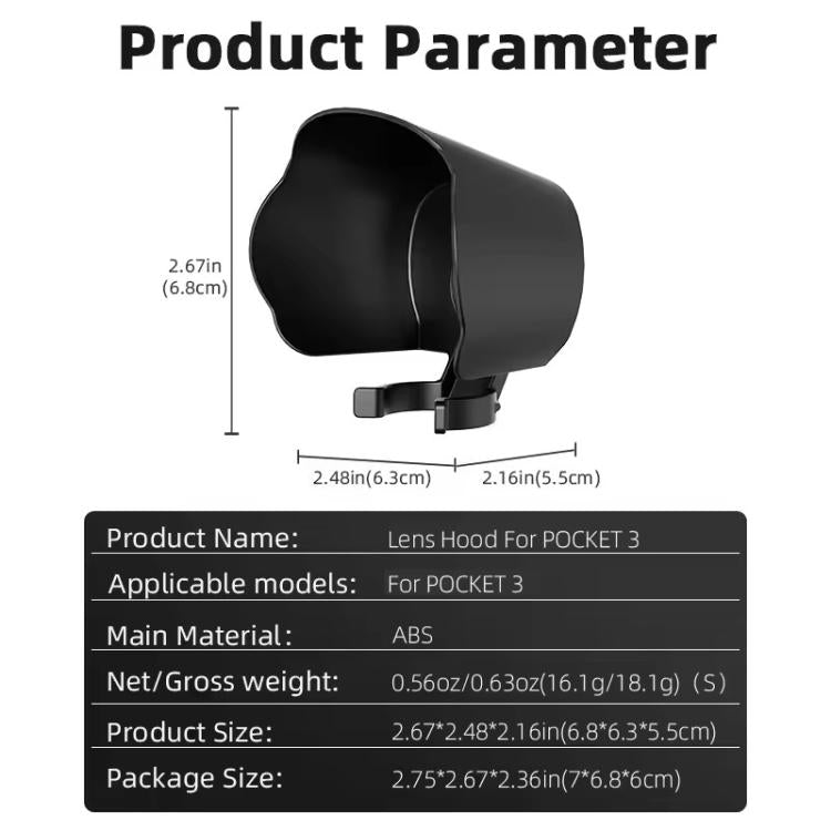 Parasole per obiettivo DJI Osmo Pocket 3 in ABS