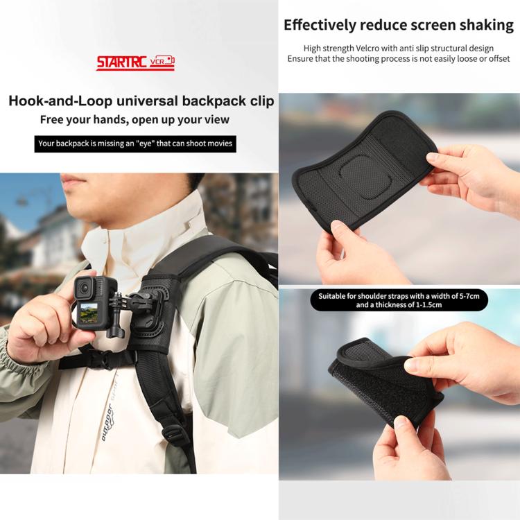 Clip universale per zaino STARTRC con chiusura a strappo., Backpack Clip