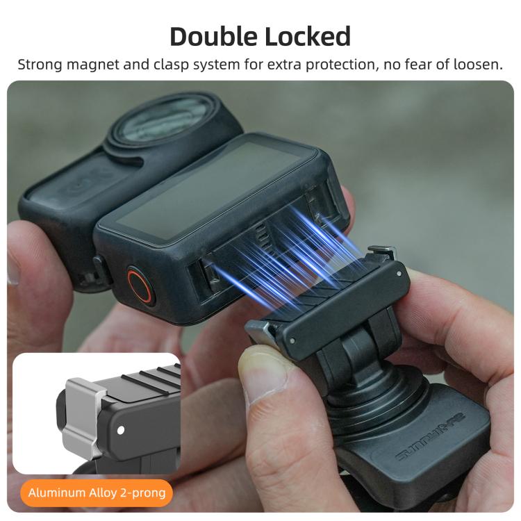 Sunnylife Supporto flessibile magnetico a sgancio rapido serie 360 con fascia avvolgente e clip per tubo bici per DJI Osmo Nano / Action 6, For DJI Osmo Nano / Action 6