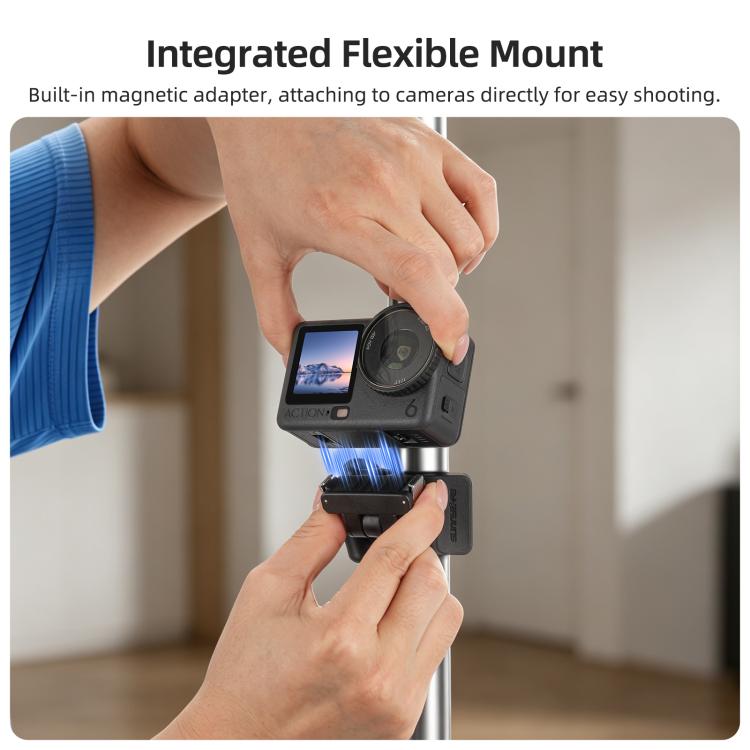 Sunnylife Supporto flessibile magnetico a sgancio rapido serie 360 con fascia avvolgente e clip per tubo bici per DJI Osmo Nano / Action 6, For DJI Osmo Nano / Action 6