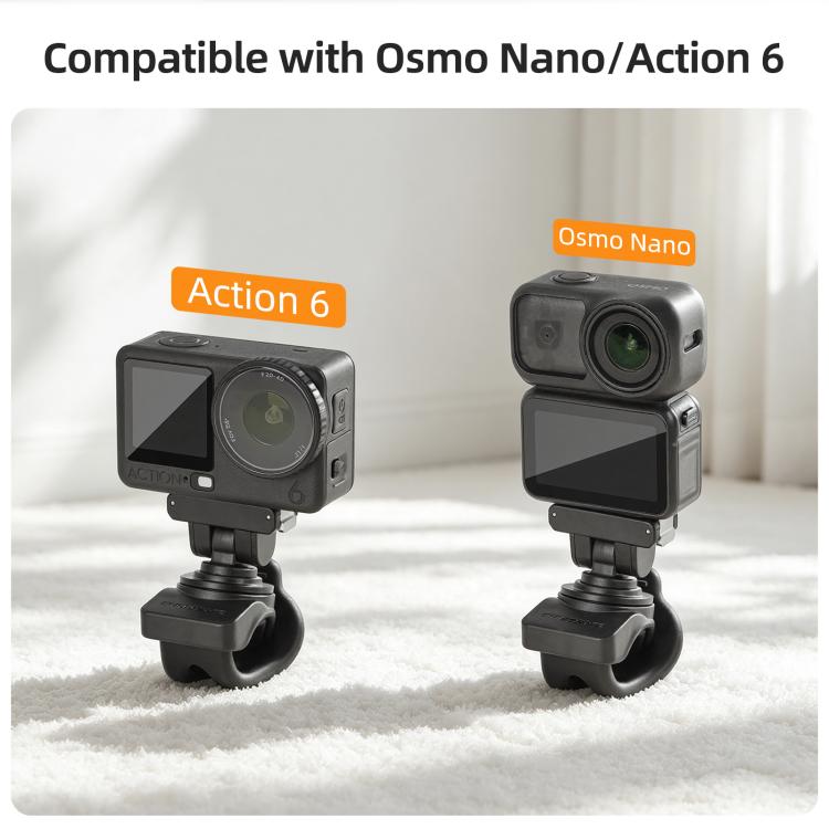 Sunnylife Supporto flessibile magnetico a sgancio rapido serie 360 con fascia avvolgente e clip per tubo bici per DJI Osmo Nano / Action 6, For DJI Osmo Nano / Action 6