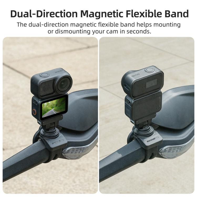 Sunnylife Supporto flessibile magnetico a sgancio rapido serie 360 con fascia avvolgente e clip per tubo bici per DJI Osmo Nano / Action 6, For DJI Osmo Nano / Action 6