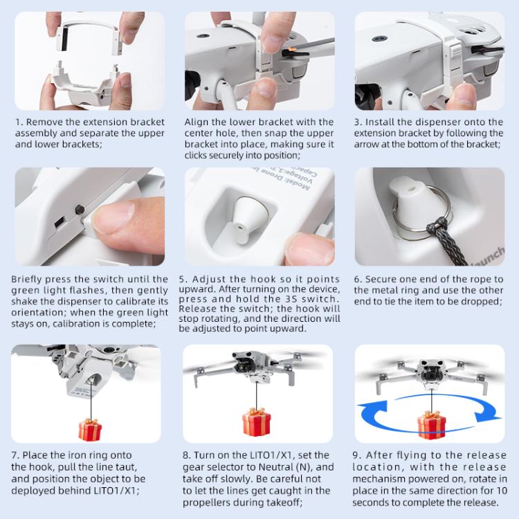 Per DJI Lito 1 / X1 STARTRC Air Dropping System Lanciatore Parabolico