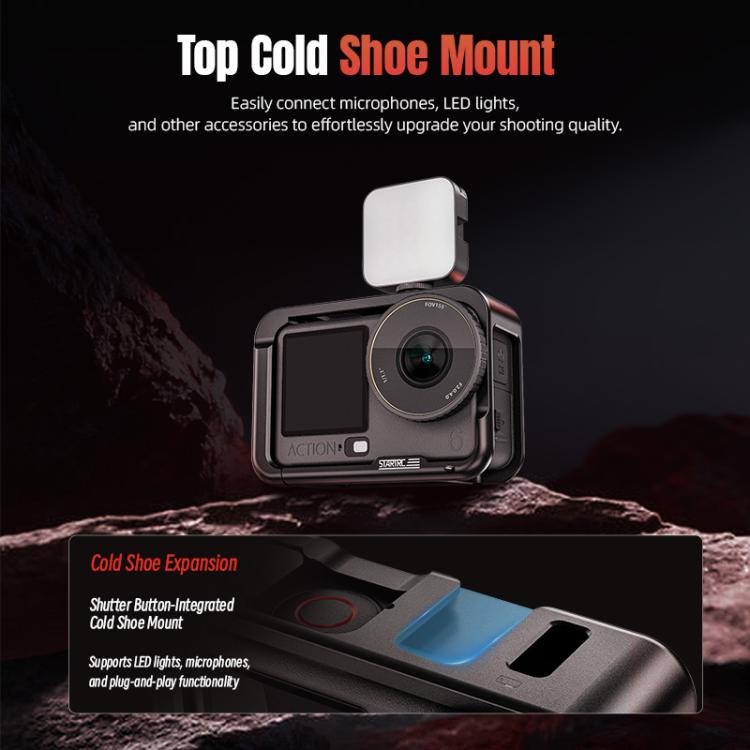 Telaio in metallo STARTRC con attacco a slitta per DJI Osmo Action 6., For DJI Osmo Action 6 Metal Cage