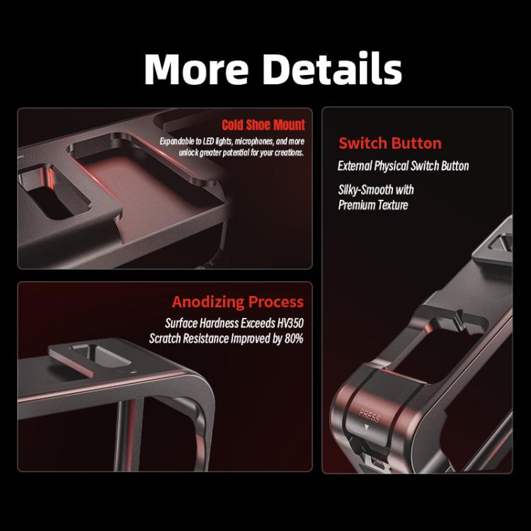 Telaio in metallo STARTRC con attacco a slitta per DJI Osmo Action 6., For DJI Osmo Action 6 Metal Cage