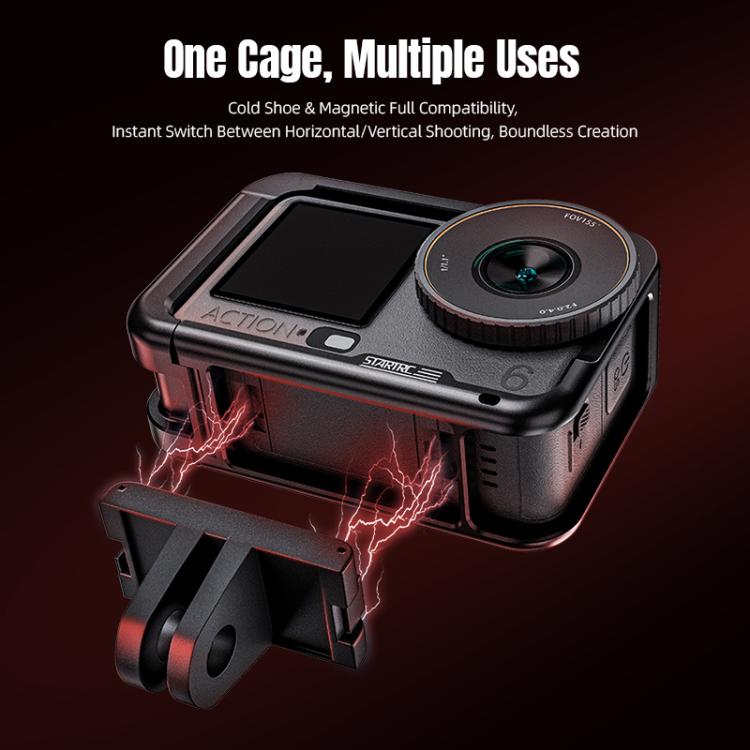 Telaio in metallo STARTRC con attacco a slitta per DJI Osmo Action 6., For DJI Osmo Action 6 Metal Cage