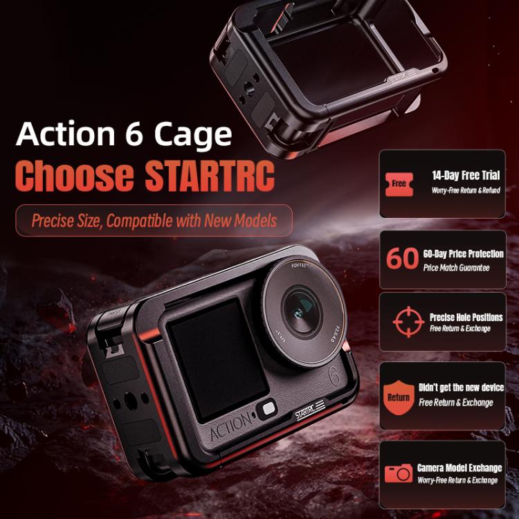 Telaio in metallo STARTRC con attacco a slitta per DJI Osmo Action 6., For DJI Osmo Action 6 Metal Cage