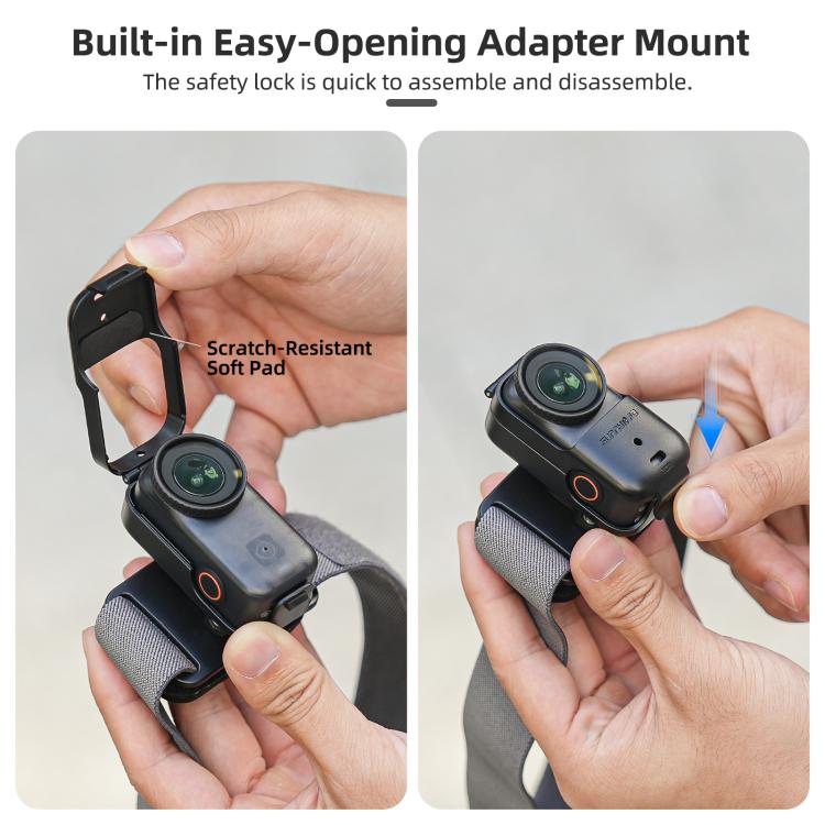 Per DJI Osmo Nano Sunnylife Cinghia per la testa con rotazione verticale-orizzontale a 360° con adattatore, cordino regolabile intrecciato di sicurezza