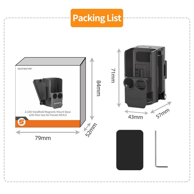 Supporto magnetico portatile Sunnylife per DJI Osmo Pocket 4P / 4 con scatola filtro, base da tavolo, angolazione regolabile., OP4-ZJ185