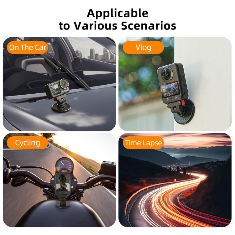 Supporto magnetico a sgancio rapido Sunnylife con inclinazione regolabile di 1/4" e 180° per DJI Osmo 360 / Action 5 Pro / 4 / 3 / 2, DZ-140 For DJI Osmo 360 / Action 5 Pro