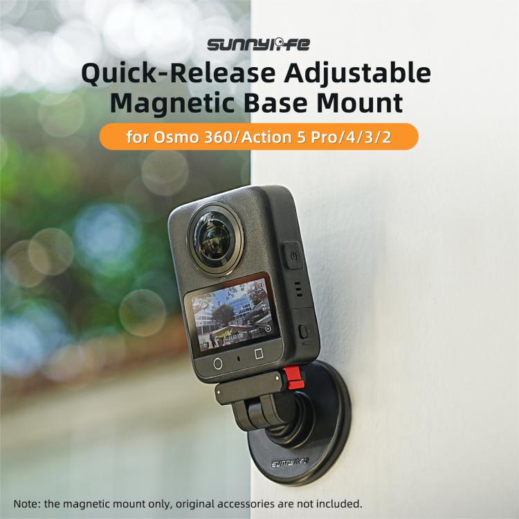 Supporto magnetico a sgancio rapido Sunnylife con inclinazione regolabile di 1/4" e 180° per DJI Osmo 360 / Action 5 Pro / 4 / 3 / 2, DZ-140 For DJI Osmo 360 / Action 5 Pro