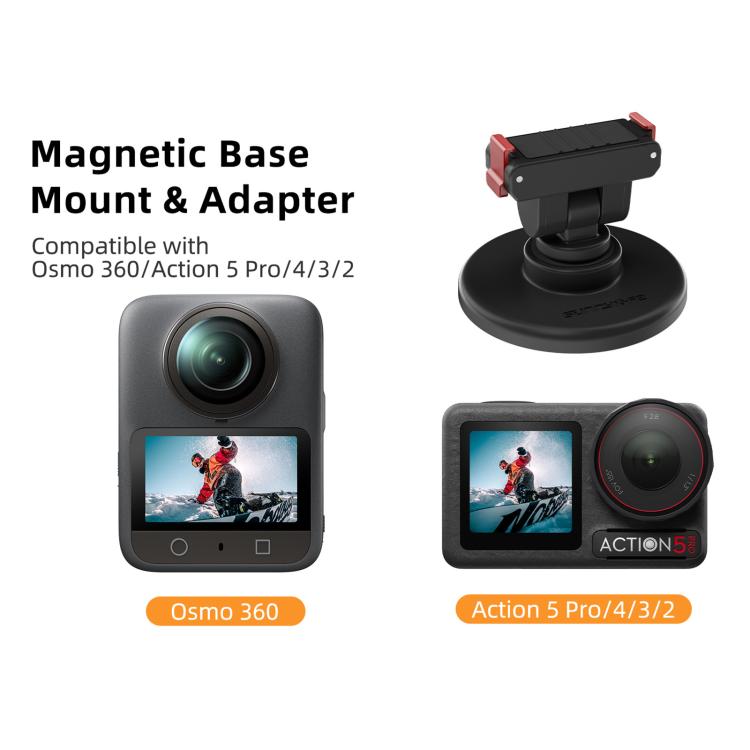 Supporto magnetico a sgancio rapido Sunnylife con inclinazione regolabile di 1/4" e 180° per DJI Osmo 360 / Action 5 Pro / 4 / 3 / 2, DZ-140 For DJI Osmo 360 / Action 5 Pro