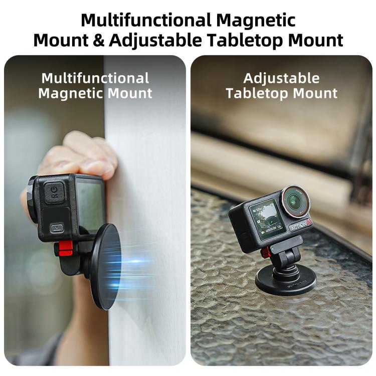 Supporto magnetico a sgancio rapido Sunnylife con inclinazione regolabile di 1/4" e 180° per DJI Osmo 360 / Action 5 Pro / 4 / 3 / 2, DZ-140 For DJI Osmo 360 / Action 5 Pro