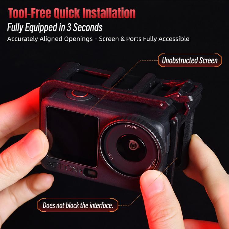 Adattatore di espansione verticale-orizzontale per gabbia in plastica STARTRC per DJI Osmo Action 6 con slitta a caldo., For DJI Osmo Action 6 Plastic Cage