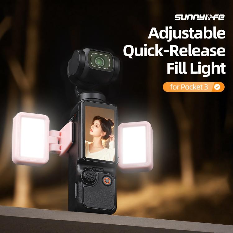 Per DJI Osmo Pocket 3 Sunnylife Luce video a LED regolabile con sgancio rapido, luce di riempimento tricolore dimmerabile, lampada portatile