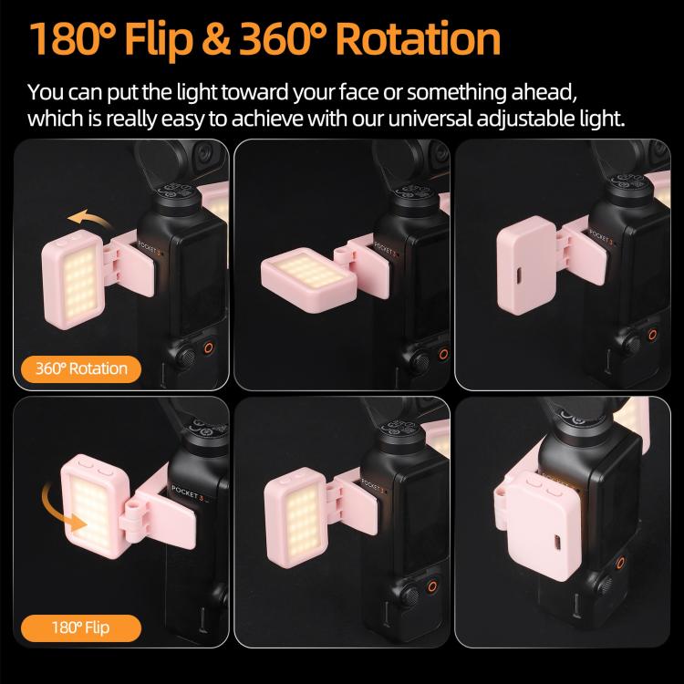 Per DJI Osmo Pocket 3 Sunnylife Luce video a LED regolabile con sgancio rapido, luce di riempimento tricolore dimmerabile, lampada portatile