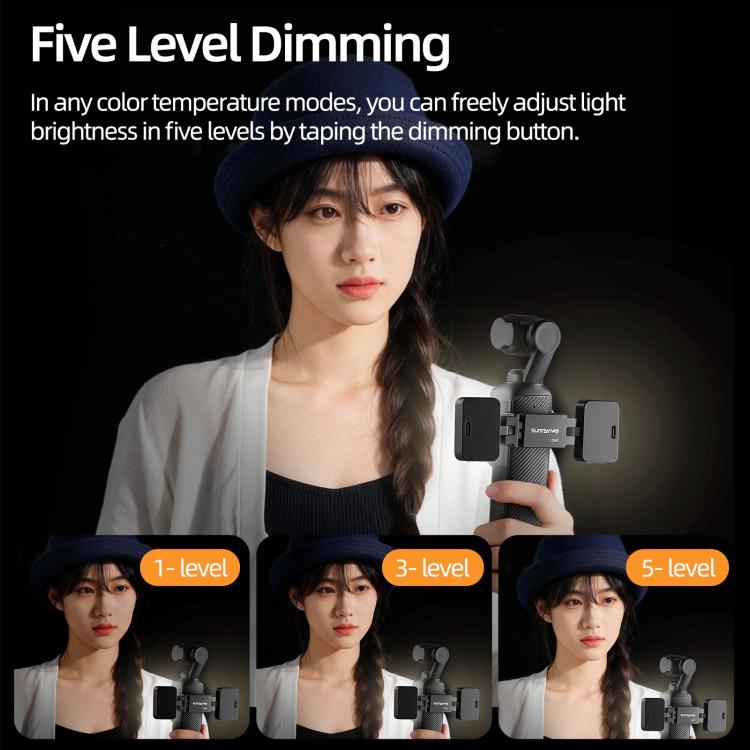 Per DJI Osmo Pocket 3 Sunnylife Luce video a LED regolabile con sgancio rapido, luce di riempimento tricolore dimmerabile, lampada portatile