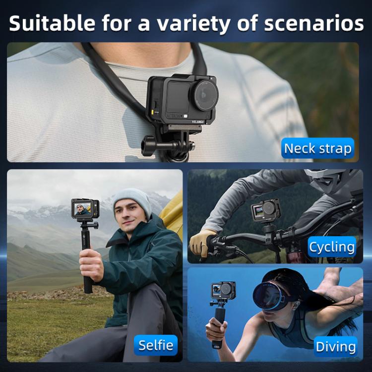 Telaio in metallo YELANGU per fotocamera DJI Osmo Action 6 con slitta a caldo, For DJI Osmo Action 6 Cage