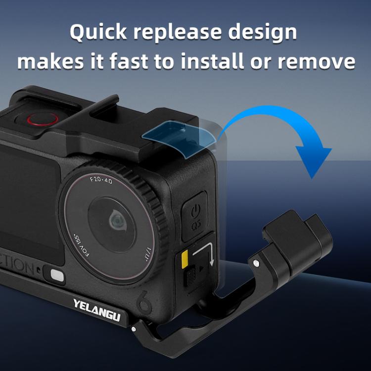 Telaio in metallo YELANGU per fotocamera DJI Osmo Action 6 con slitta a caldo, For DJI Osmo Action 6 Cage