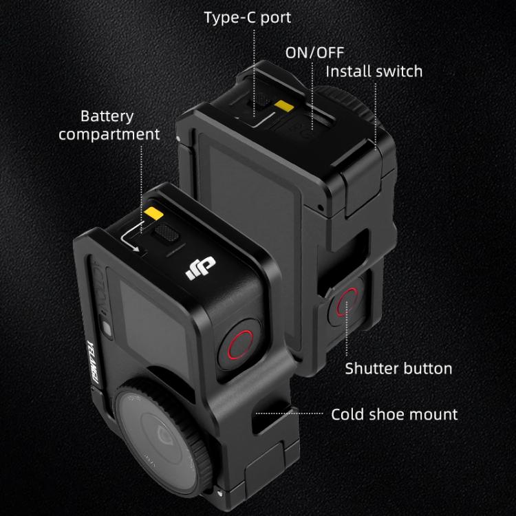 Telaio in metallo YELANGU per fotocamera DJI Osmo Action 6 con slitta a caldo, For DJI Osmo Action 6 Cage