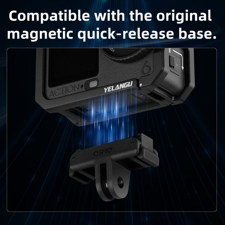Telaio in metallo YELANGU per fotocamera DJI Osmo Action 6 con slitta a caldo, For DJI Osmo Action 6 Cage