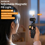 Per DJI Osmo Pocket 4 Sunnylife Luce video a LED magnetica, luce di riempimento regolabile, tricolore, dimmerabile, portatile