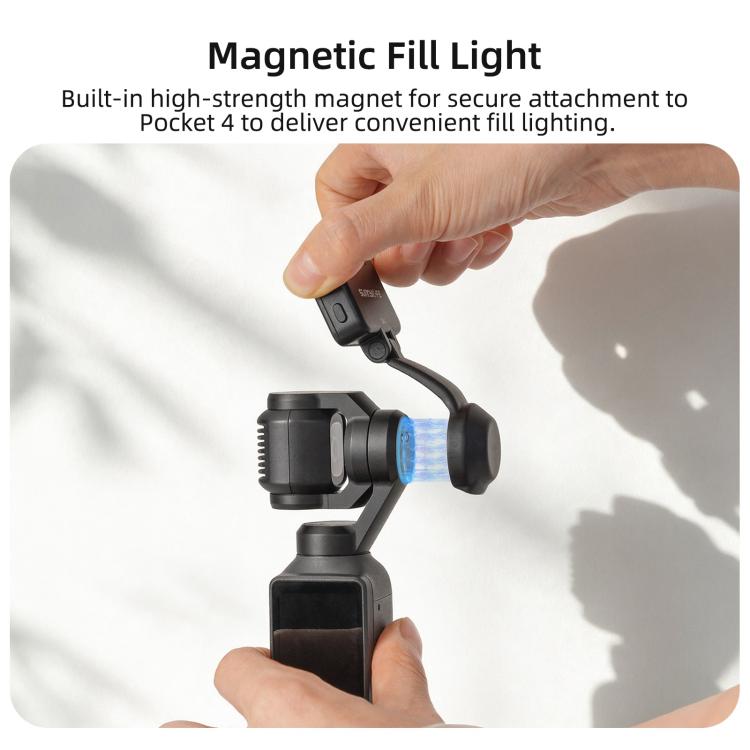Per DJI Osmo Pocket 4 Sunnylife Luce video a LED magnetica, luce di riempimento regolabile, tricolore, dimmerabile, portatile