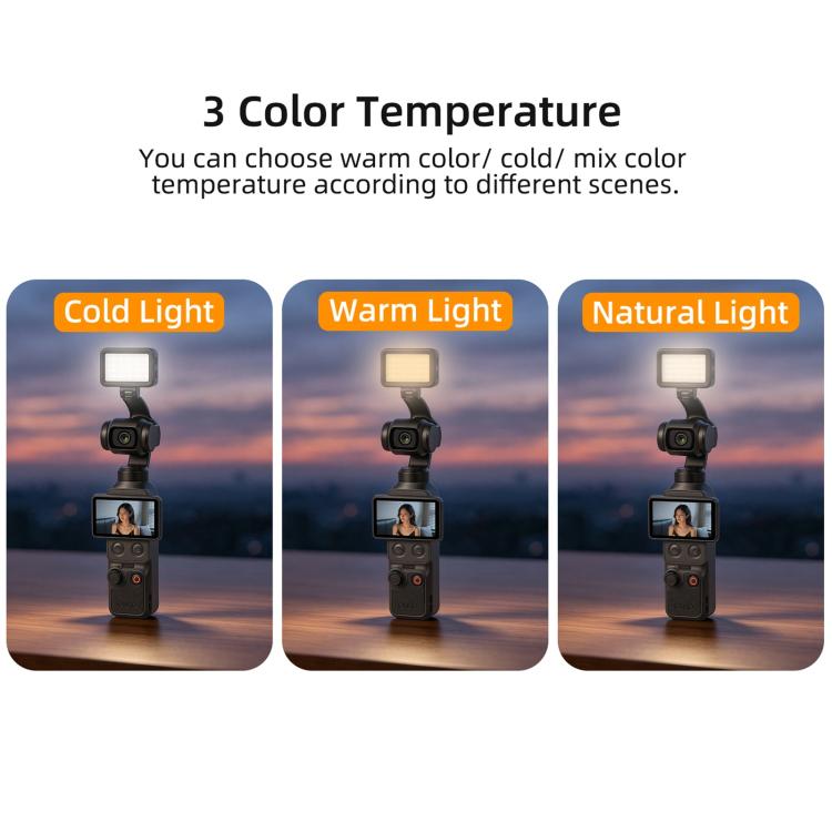Per DJI Osmo Pocket 4 Sunnylife Luce video a LED magnetica, luce di riempimento regolabile, tricolore, dimmerabile, portatile