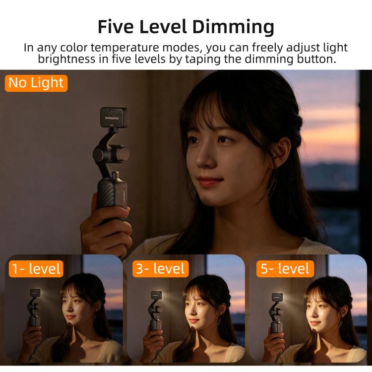 Per DJI Osmo Pocket 4 Sunnylife Luce video a LED magnetica, luce di riempimento regolabile, tricolore, dimmerabile, portatile