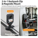 Sunnylife Magnetic Quick-Release Backpack Clip Action Camera Clamp Vertical-Horizontal Mount for DJI Osmo 360 / Action 5 Pro / 4 / 3 / 2