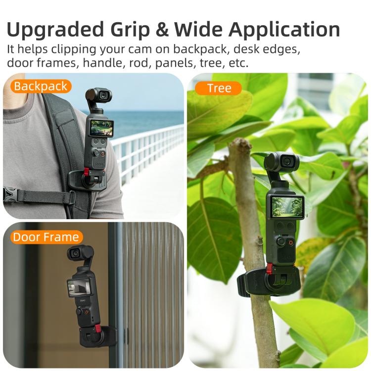 Per DJI Osmo Pocket 4 / 3 Clip magnetica regolabile a sgancio rapido Sunnylife per zaino, morsetto per action camera, supporto verticale/orizzontale, For DJI Osmo Pocket 4 / 3 Vertical-Horizontal Mount
